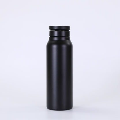 Black water bottle on a white background